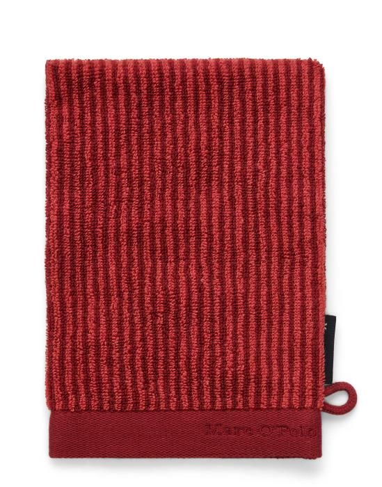 Marc O'Polo Timeless Tone Stripe Deep Rose / Warm Red Waschhandschuhe 16 x 22 cm