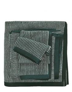 Marc O'Polo Timeless Tone Stripe Pine Green / Off White Waschhandschuhe 16 x 22 cm
