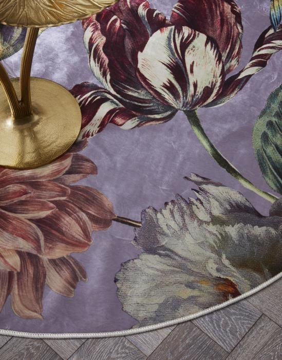 ESSENZA Teppich Filou Finest Lilac Flieder Blumen Blüten Weich Velours Rund 