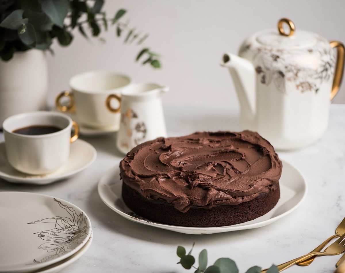 Veganer Schokoladenkuchen mit Schokoladenganache